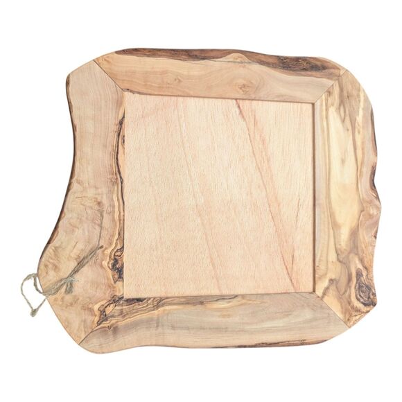 Arte Legno Handcrafted Live Edge Olive Wood & Ceramic Tile Serving Tray Platter - Picture 5 of 5